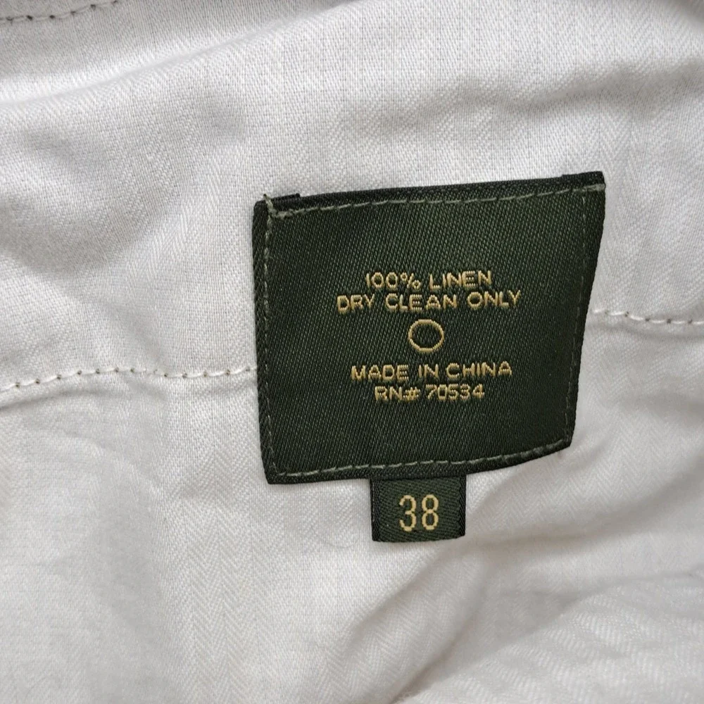 ORVIS Signature Collection Mens Linen Pants 38 Tan Casual Flat Front (37x31)